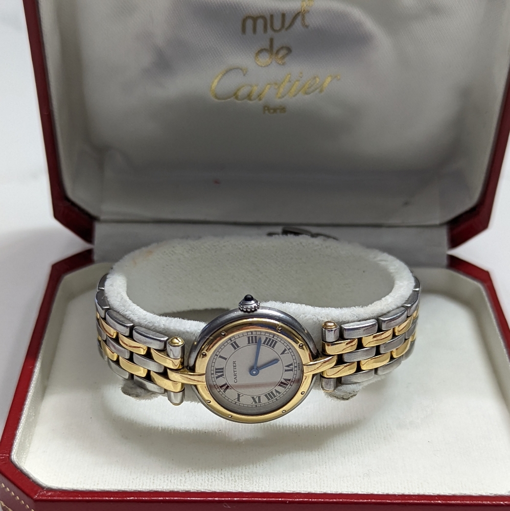 Cartier Panthere 1057920 18K Gold Stainless Steel White Dial 24mm